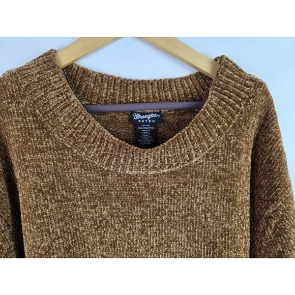 Wrangler Retro Womens Sweater Size XXL Brown Oversized Cropped Flared Sleeves - Picture 2 of 11